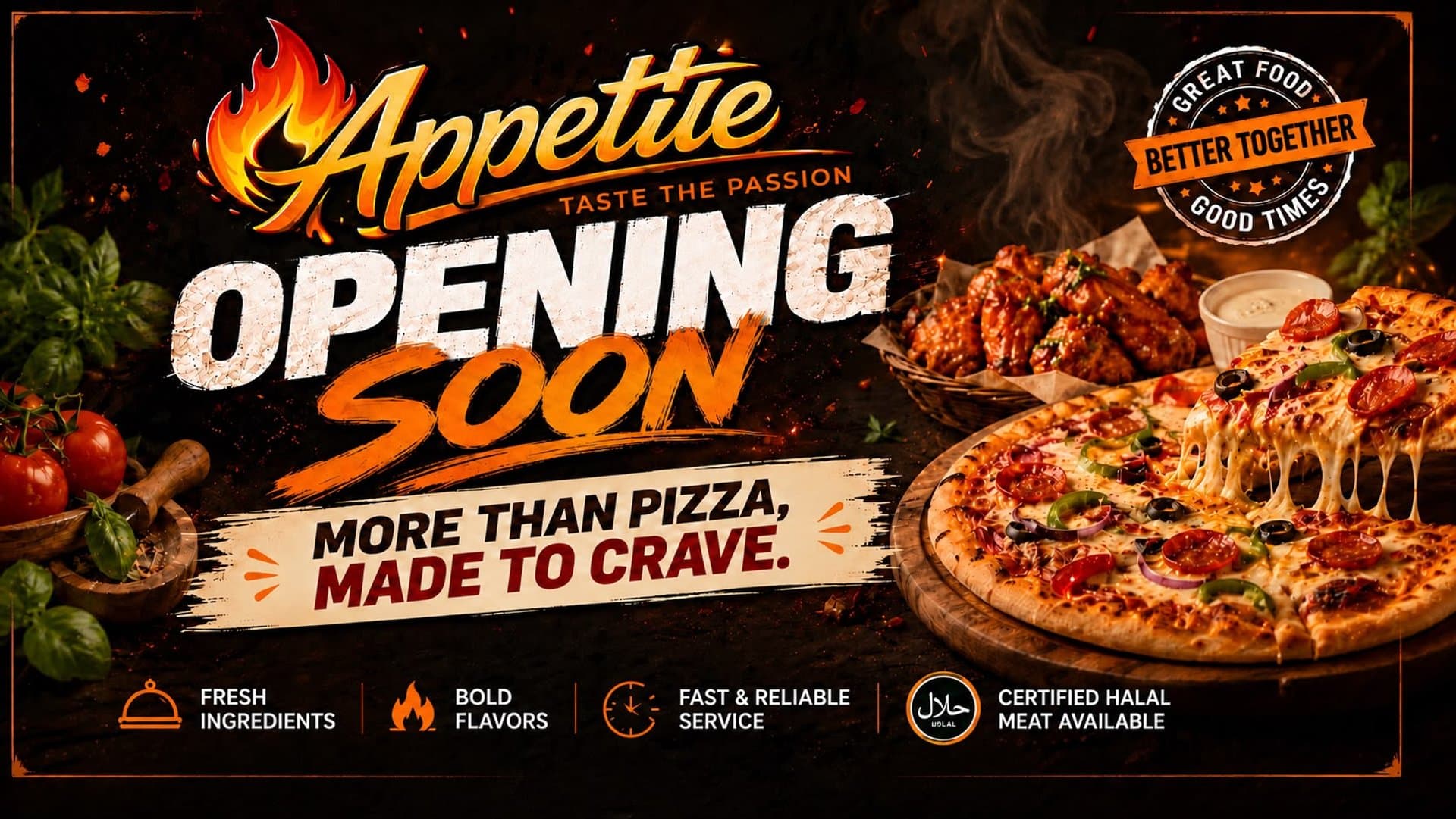 Appetite — bold flavors, fast service, certified halal meat available